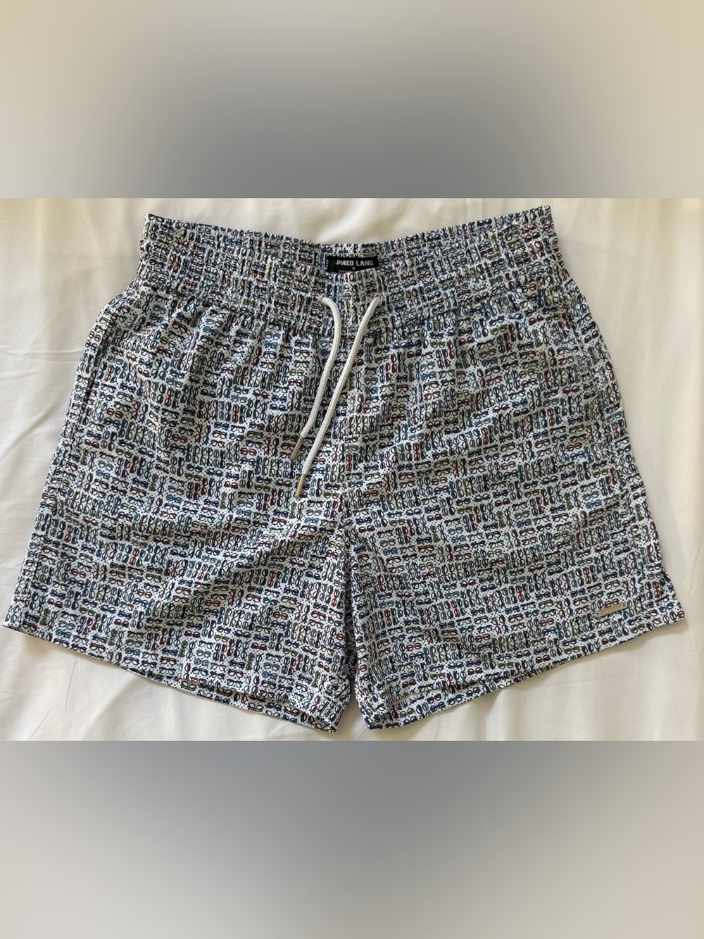 Jared Lang Men’s Swim Trunks M NWOT Eyeglasses Novelty Print Lined